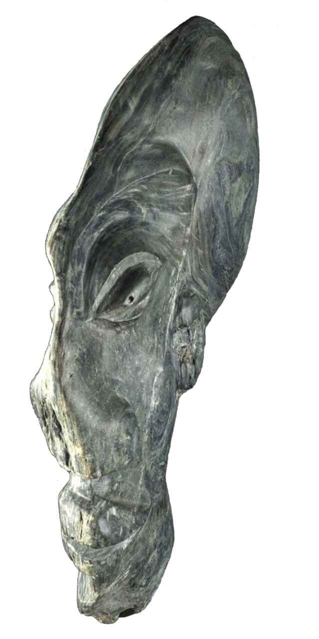 Sculpture Philippe Ardy "Dodelin", Serpentine du Queyras, 36x20x6 cm (2007)